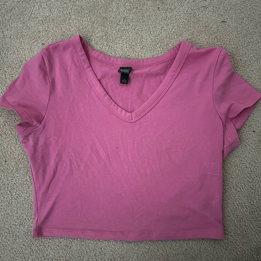 Wild Fable Pink Fitted Crop T-Shirt